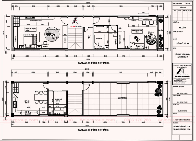 Thiết kế mẫu nhà phố kết hợp văn phòng khu vực tầng 3,4