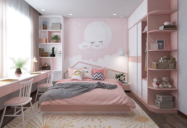Phòng ngủ trẻ em màu hồng