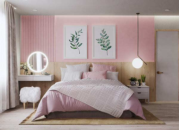 Sơn phòng ngủ màu hồng pastel