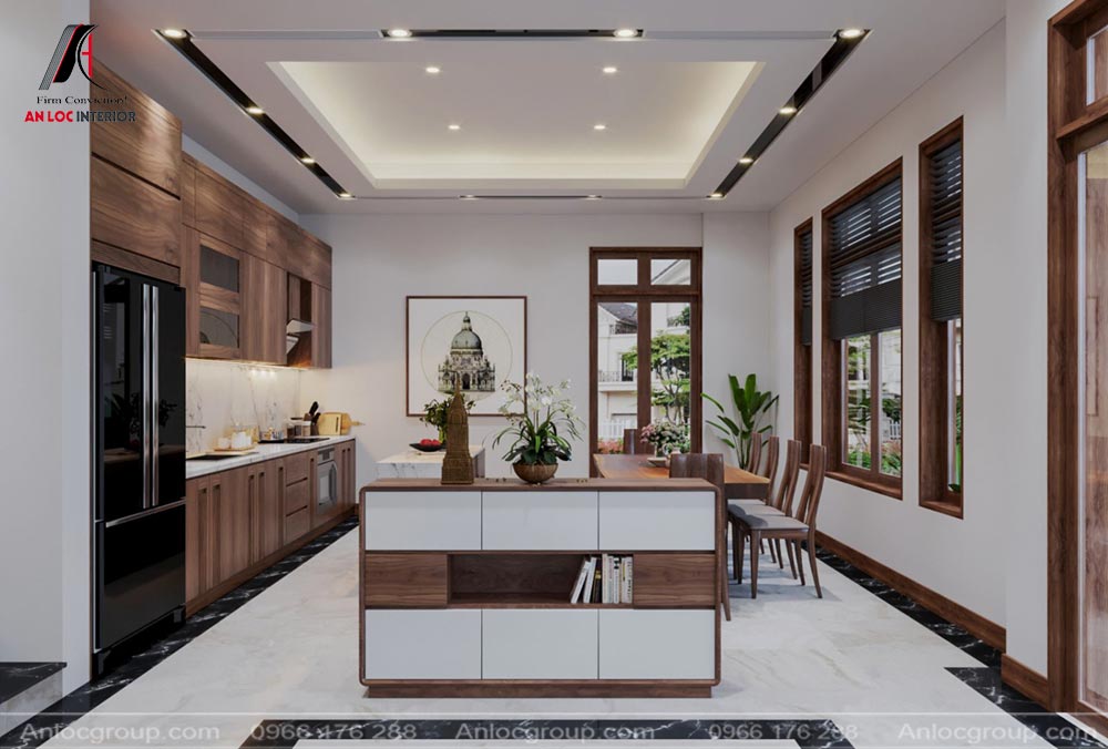 Thiết kế nội thất phòng bếp nhà phố tại Thái Nguyên